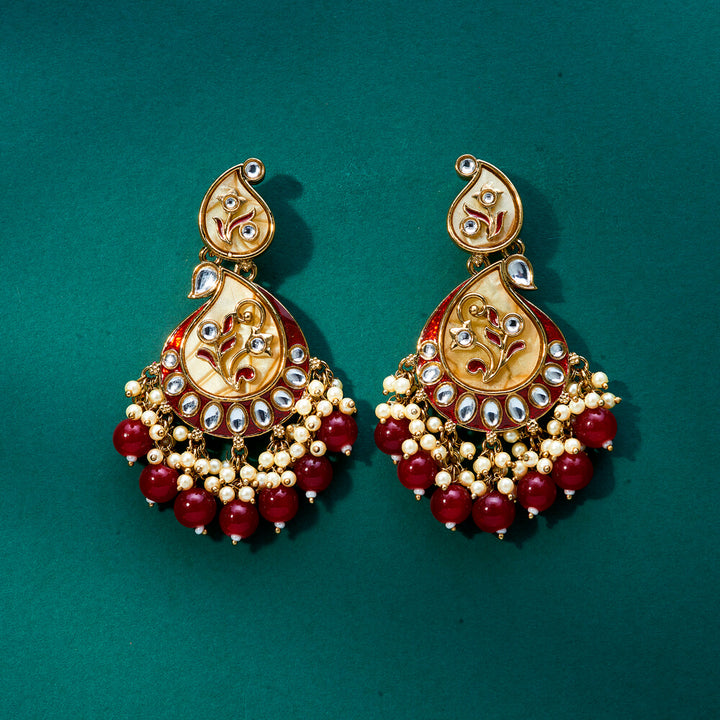 Indo Western Meenakari Earring With Mehndi Plating 111597