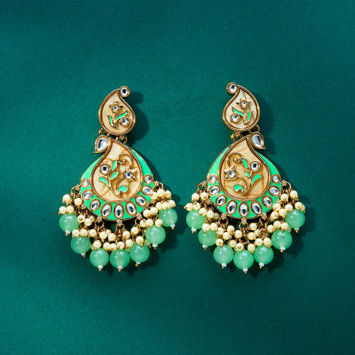 Indo Western Meenakari Earring With Mehndi Plating 111597