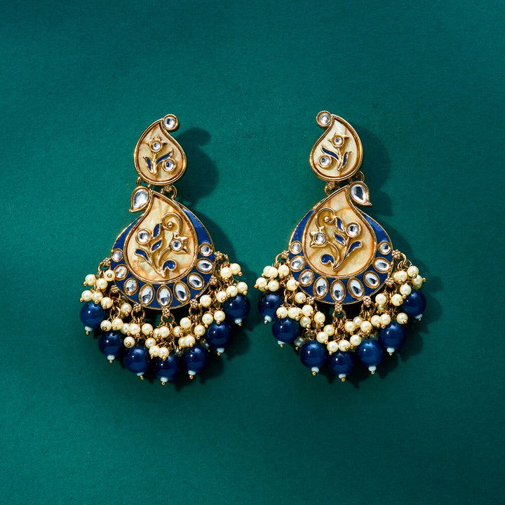 Indo Western Meenakari Earring With Mehndi Plating 111597