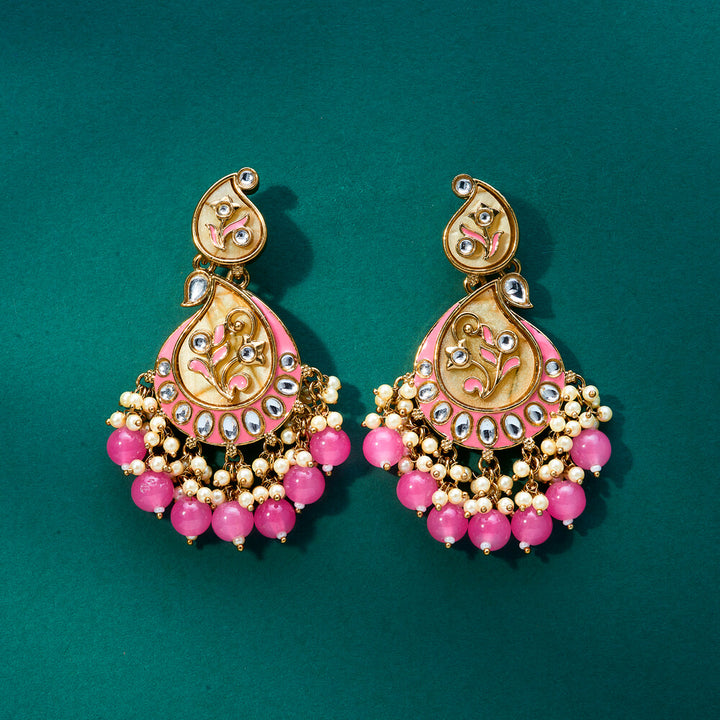 Indo Western Meenakari Earring With Mehndi Plating 111597