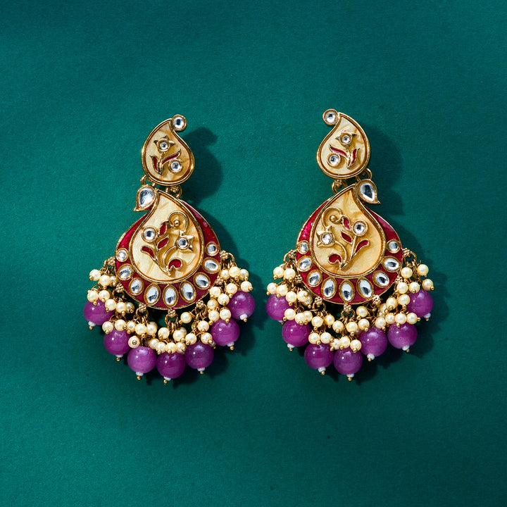 Indo Western Meenakari Earring With Mehndi Plating 111597