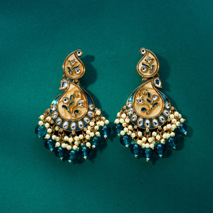 Indo Western Meenakari Earring With Mehndi Plating 111597