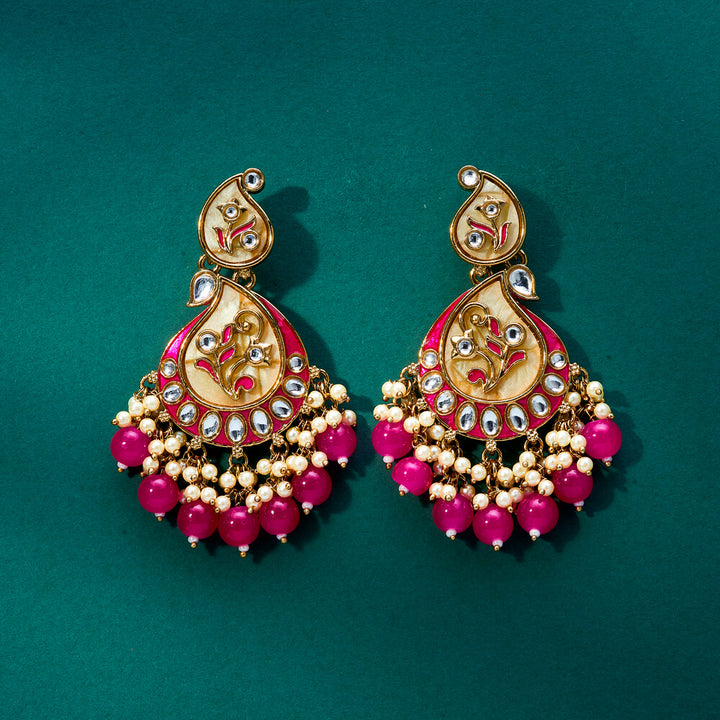 Indo Western Meenakari Earring With Mehndi Plating 111597