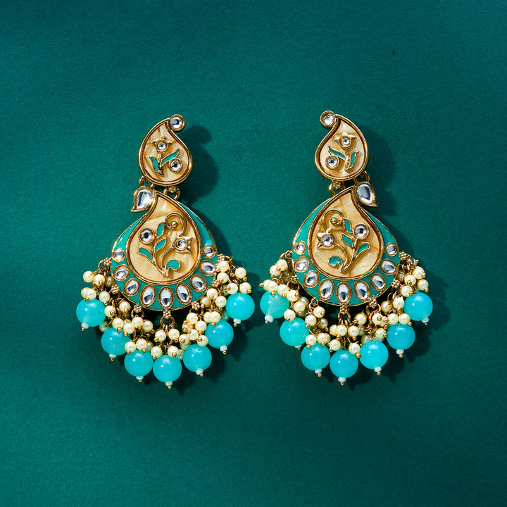 Indo Western Meenakari Earring With Mehndi Plating 111597