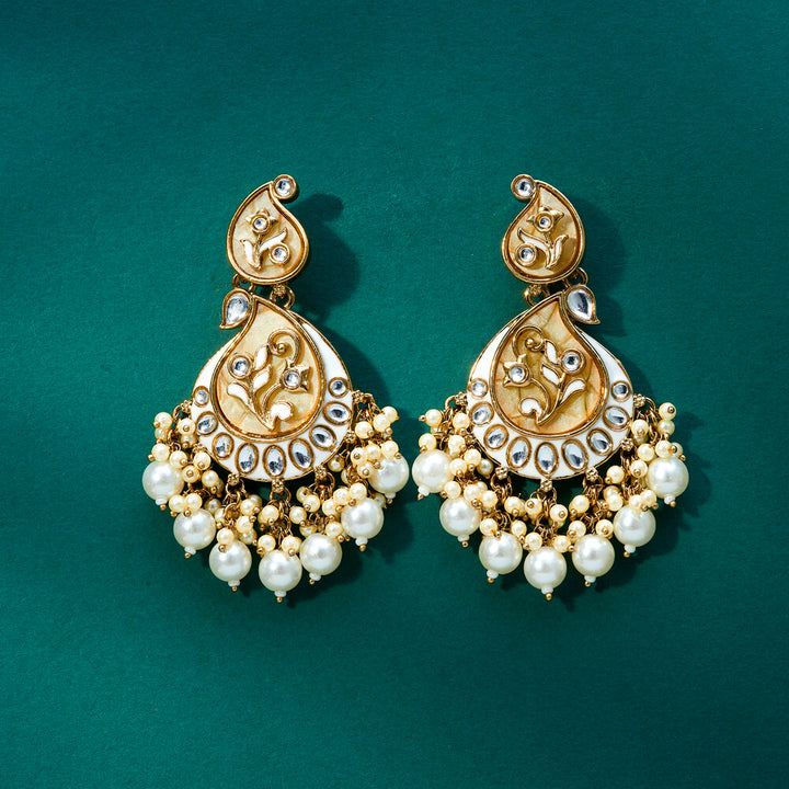 Indo Western Meenakari Earring With Mehndi Plating 111597