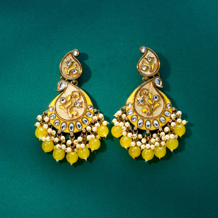 Indo Western Meenakari Earring With Mehndi Plating 111597