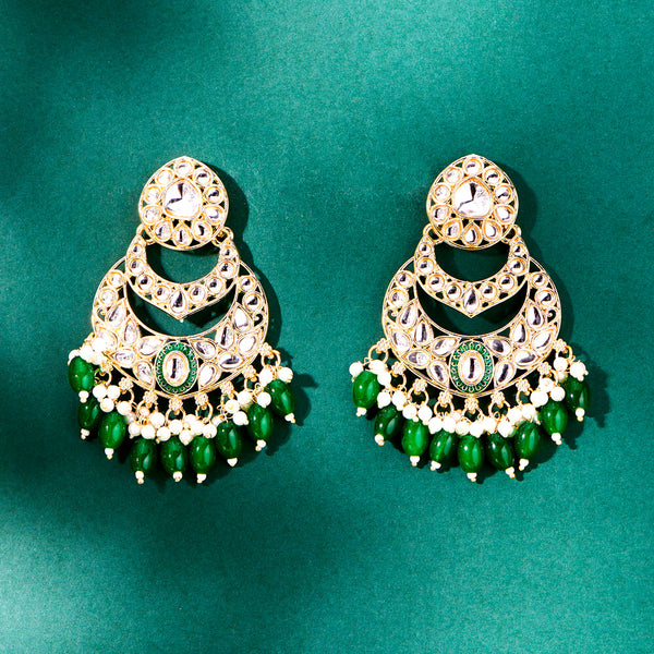 111658 Indo Western Beads Earring With Gold Plating