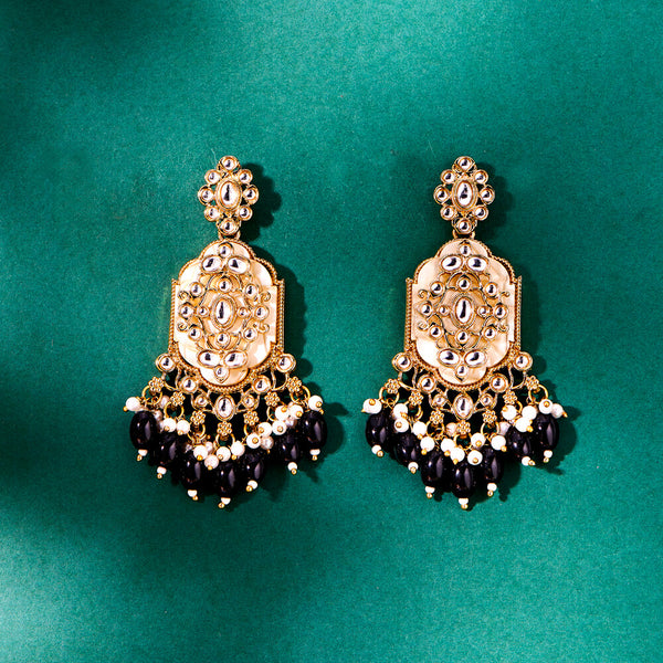 111659 Indo Western Beads Earring With Mehndi Plating