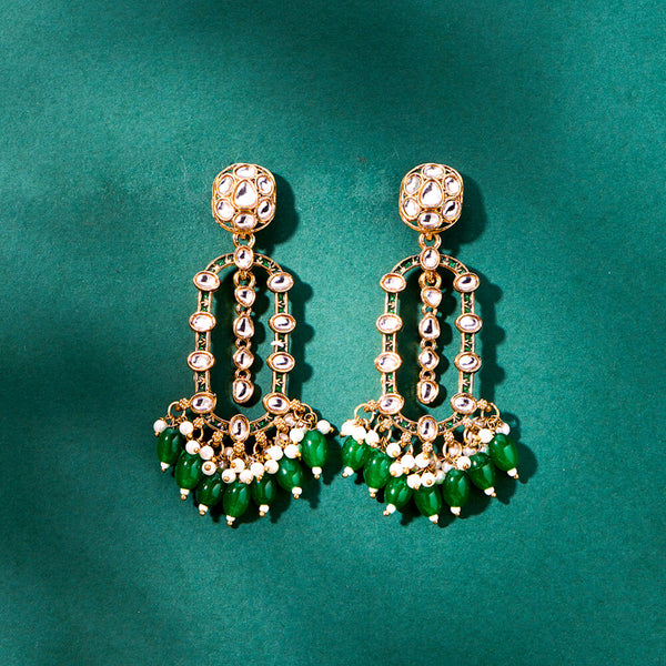 111660 Indo Western Meenakari Earring With Mehndi Plating