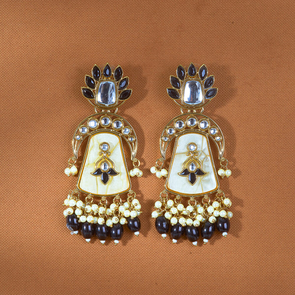 111684 Indo Western Meenakari Earring With Mehndi Plating