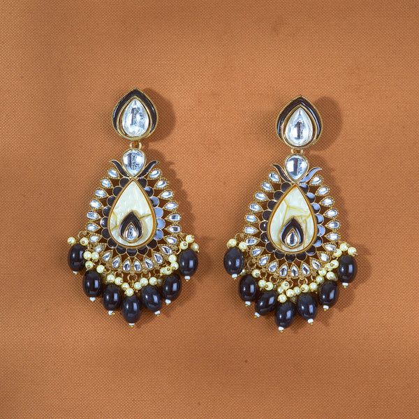 111696 Indo Western Meenakari Earring With Mehndi Plating