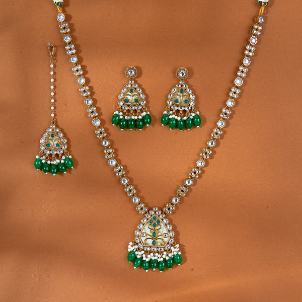 111717 Indo Western Long Necklace With Mehndi Plating