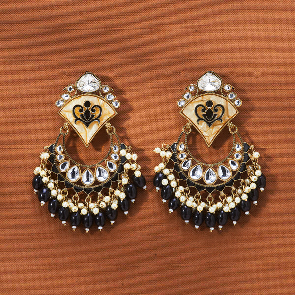 111726 Indo Western Meenakari Earring With Mehndi Plating