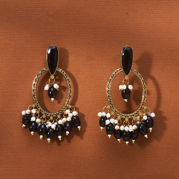 111729 Indo Western Beads Earring With Mehndi Plating