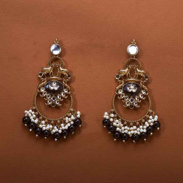 111794 Indo Western Beads Earring With Mehndi Plating