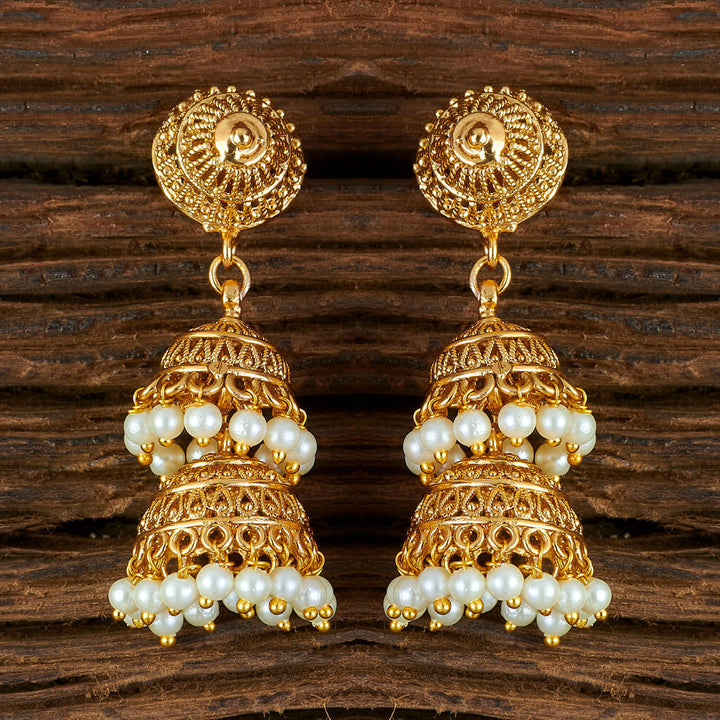 Antique Pearl Earring With Gold Plating 12200