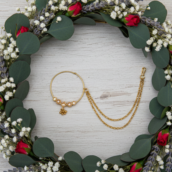 200360 Antique Pressing Nose ring with Mehndi plating