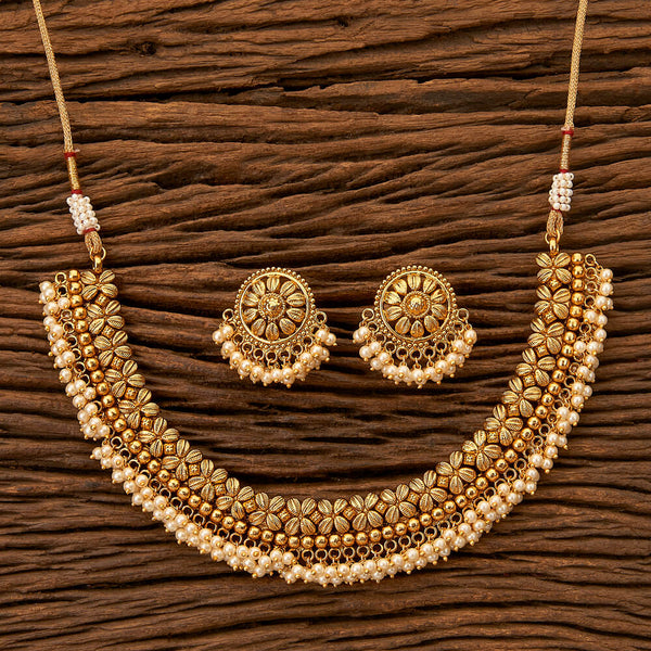 Antique Plain Necklace With Gold Plating 200792