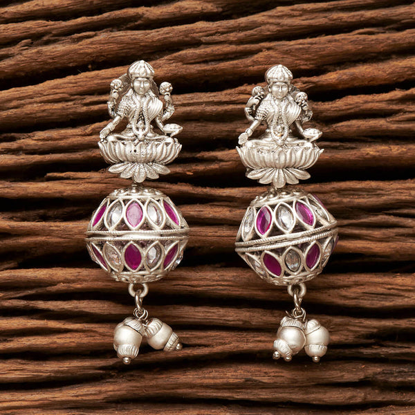 Antique Temple Earring With Matte Rhodium Plating 203635