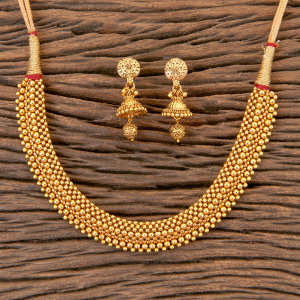 204134 Antique Plain Necklace With Gold Plating