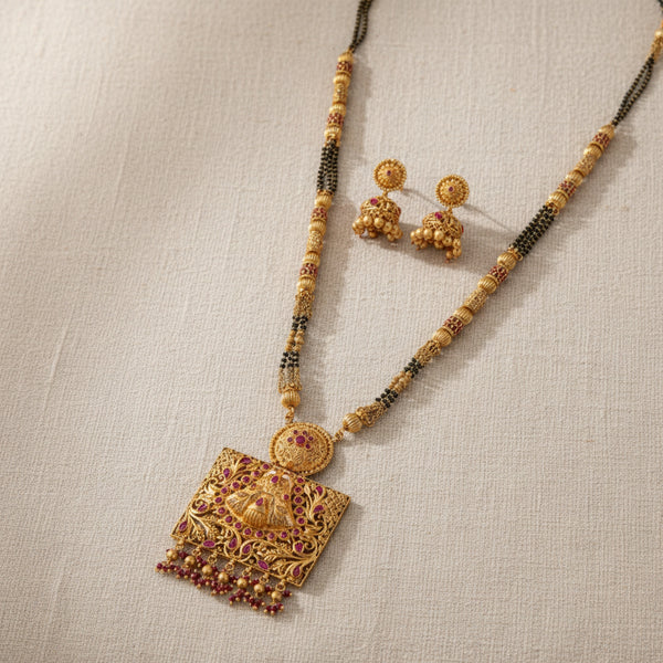206215 Antique Classic Mangalsutra With Gold Plating