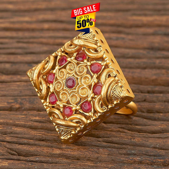 Antique Classic Ring With Matte Gold Plating 206691