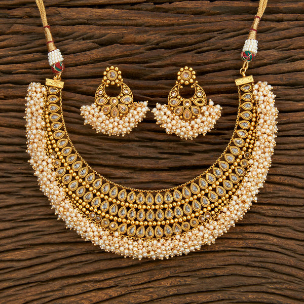 Antique Pearl Necklace With Gold Plating 208089