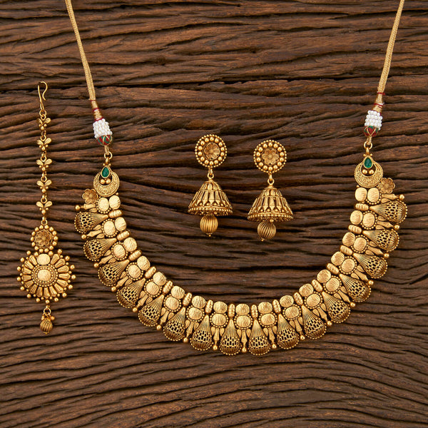 Antique Plain Necklace With Gold Plating 209304