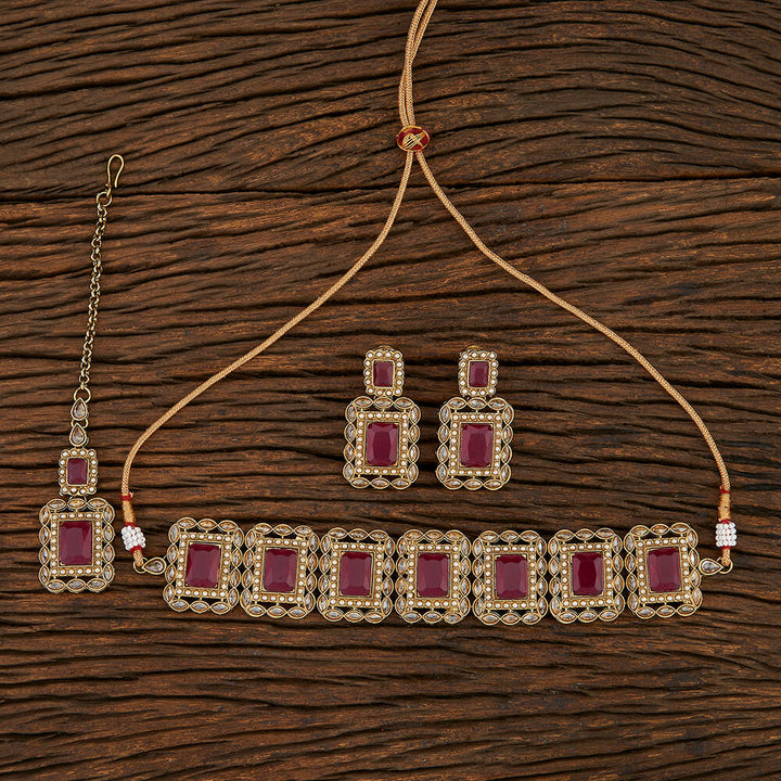 Antique Choker Necklace With Mehndi Plating 209534