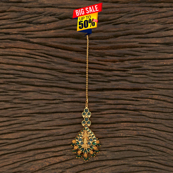 Antique Temple Tikka With Matte Gold Plating 209759