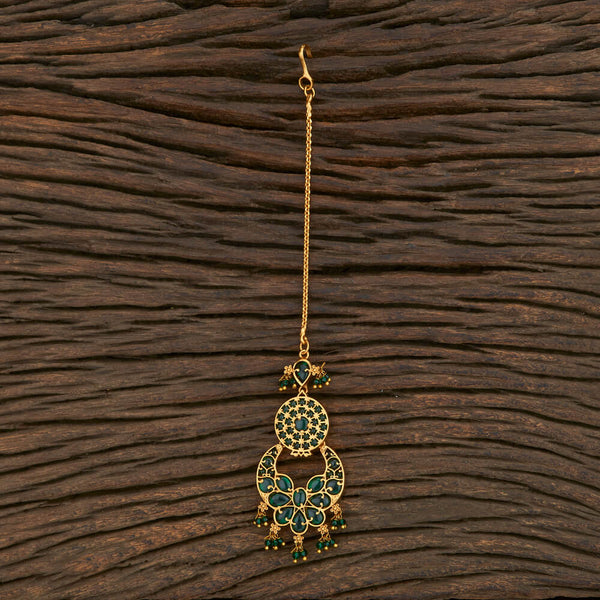 Antique South Indian Tikka With Matte Gold Plating 209760