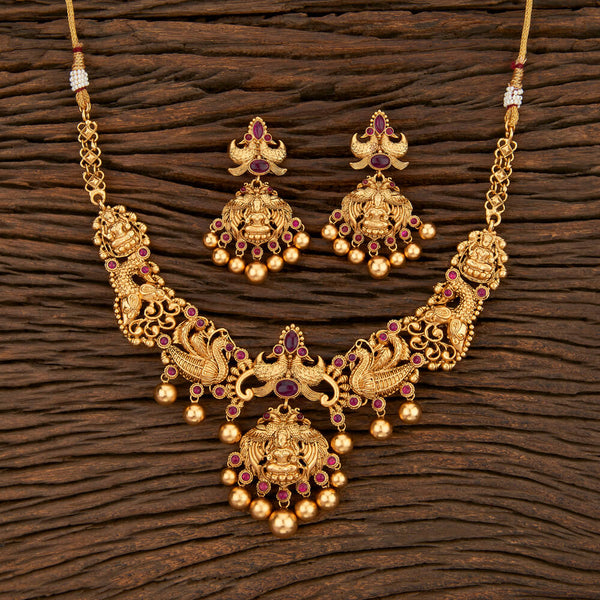 Antique South Indian Necklace With Matte Gold Plating 210131