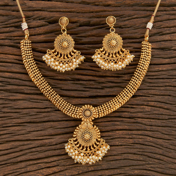 210250 Antique Plain Necklace With Gold Plating