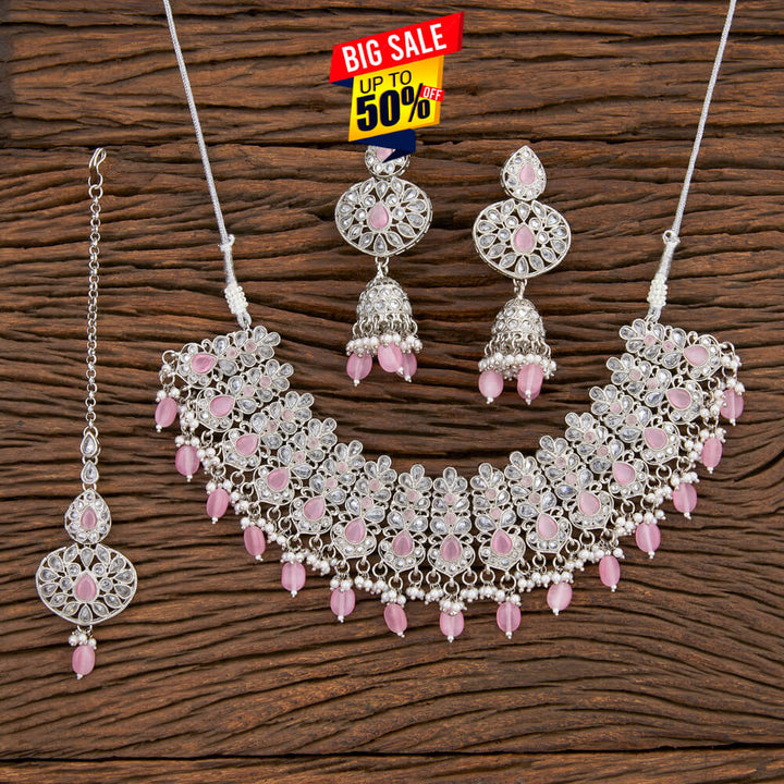 Antique Beads Necklace With Rhodium Plating 210683