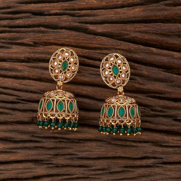 210790 Antique Jhumki With Gold Plating