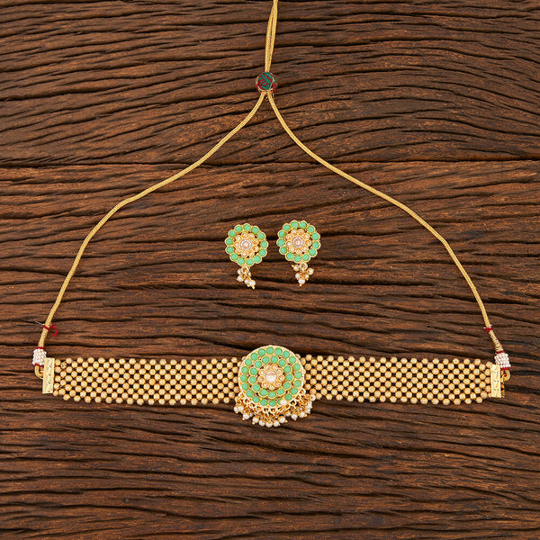 Antique Beads Necklace With Gold Plating 210996