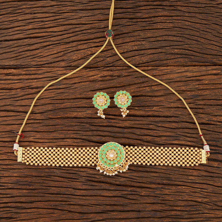 Antique Beads Necklace With Gold Plating 210996