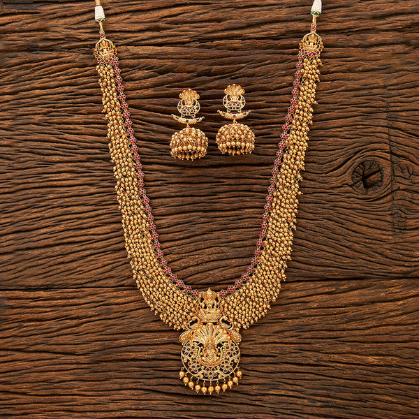 Antique Temple Necklace With Matte Gold Plating 211183