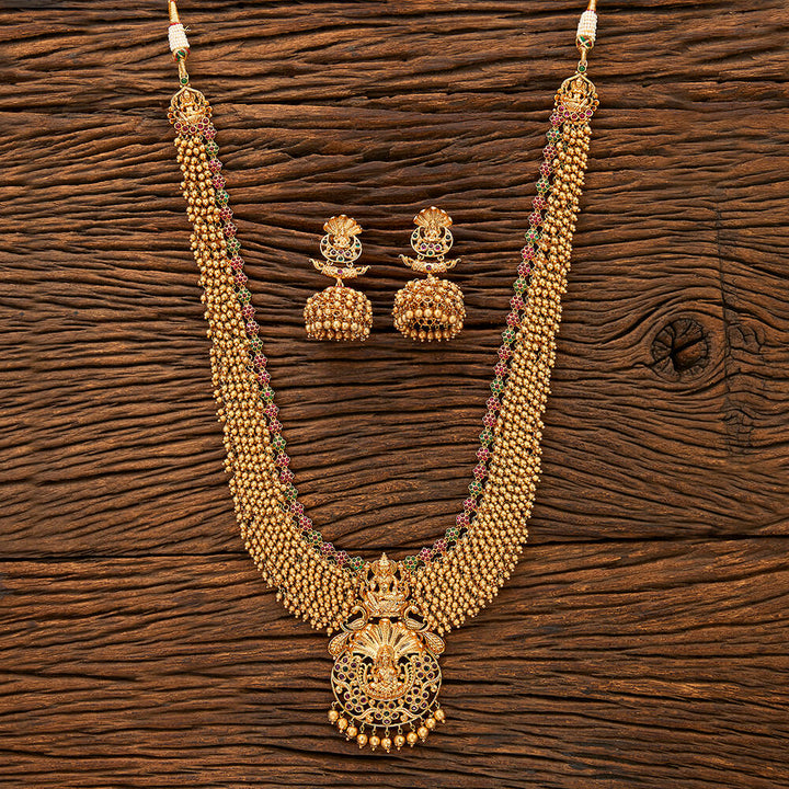 Antique Temple Necklace With Matte Gold Plating 211183