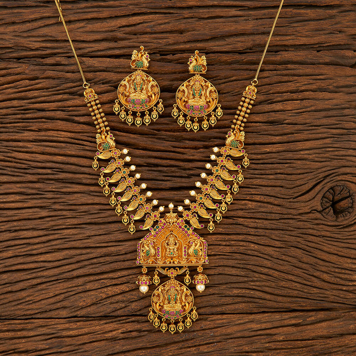 Antique Temple Necklace With Matte Gold Plating 211269