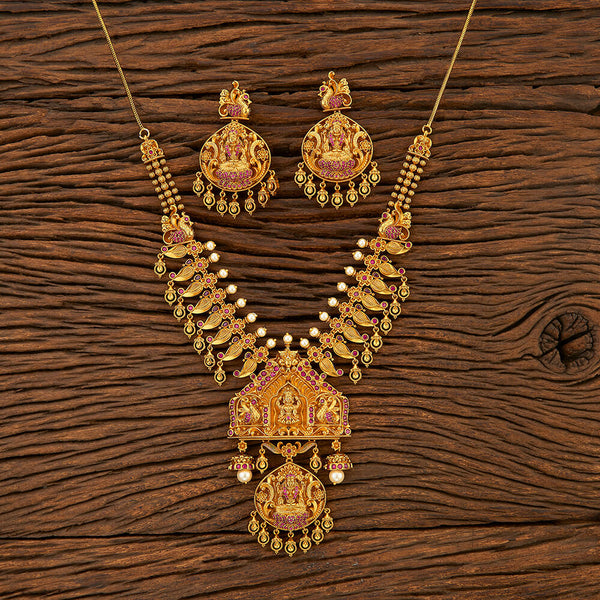 Antique Temple Necklace With Matte Gold Plating 211269