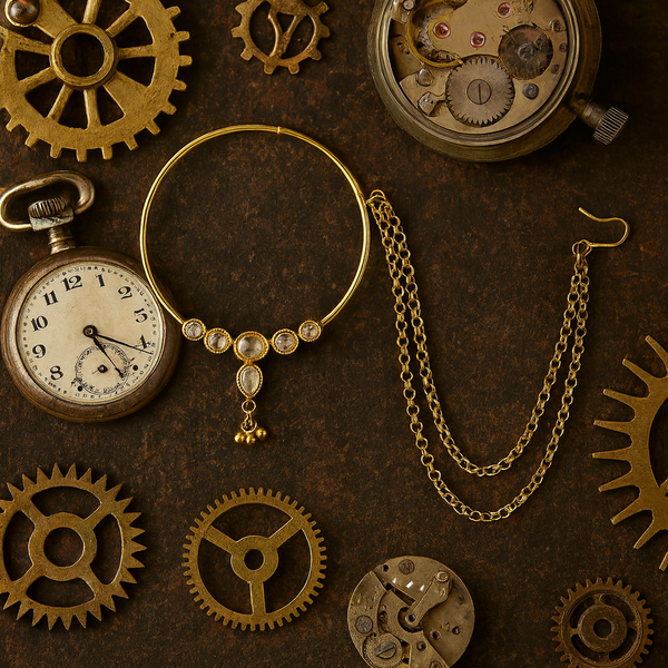 211706 Antique Pressing Nose Ring With Mehndi Plating