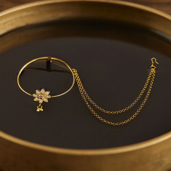 211707 Antique Pressing Nose Ring With Mehndi Plating