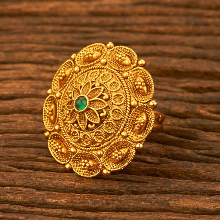 Antique Adjustable Ring With Matte Gold Plating 212075