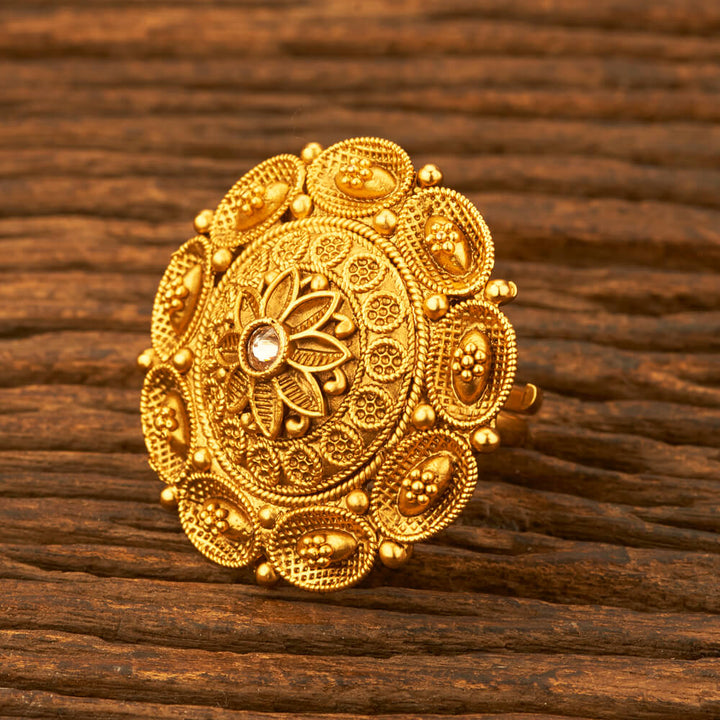 Antique Adjustable Ring With Matte Gold Plating 212075