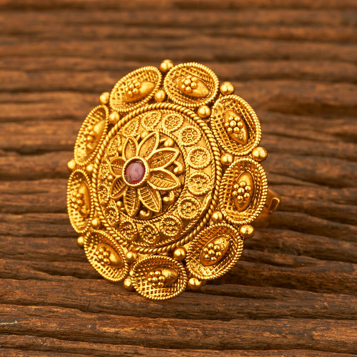 Antique Adjustable Ring With Matte Gold Plating 212075