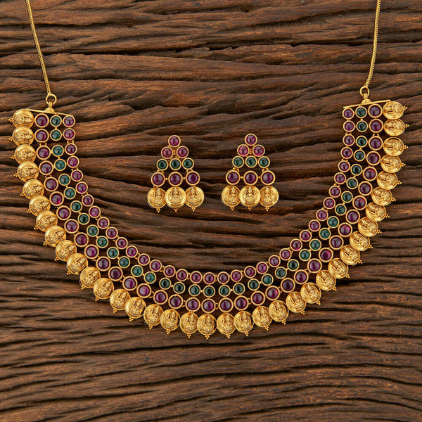 Antique South Indian Necklace With Gold Plating 212135