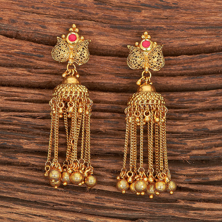 Antique Long Earring With Gold Plating 21220