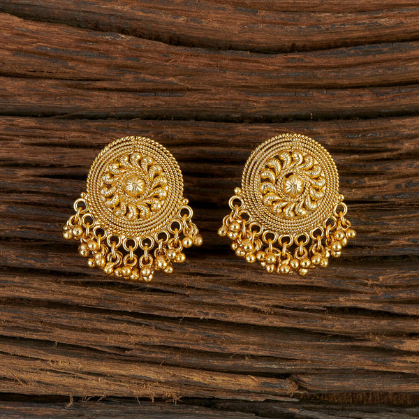 Antique Plain Gold Earring With Gold Plating 212311