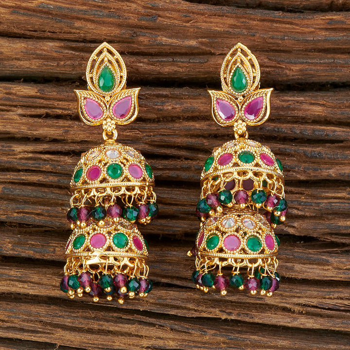 Antique Jhumki With Gold Plating 212399